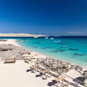 Mahmya Beach, with various lounging areas