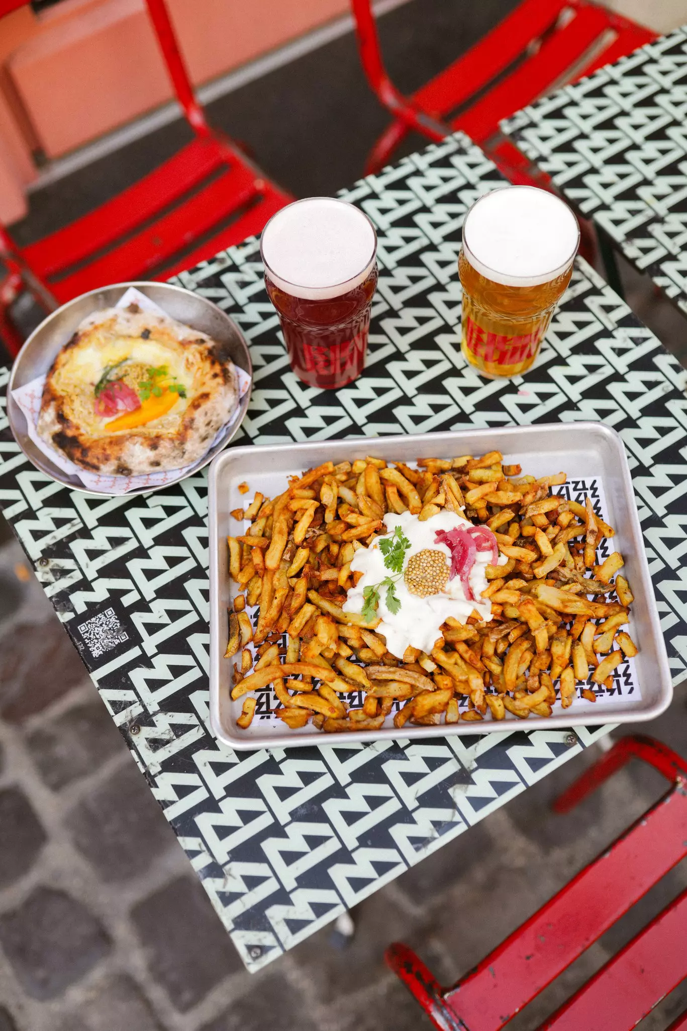 A tray of french fries at BierBuik in Lille, France