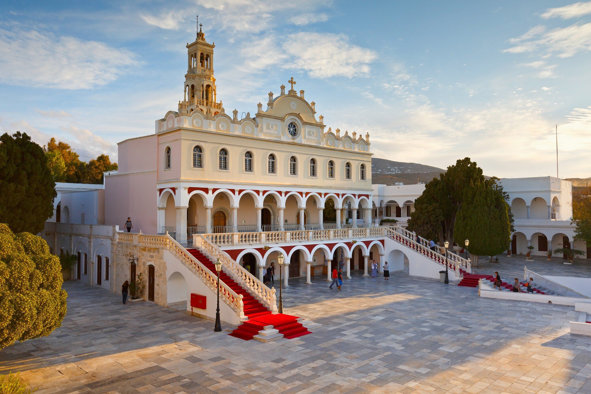 Tinos, Greece - September 21, 2016: Complex of Panagia Evangelistria church in Tinos town., License Type: media, Download Time: 2025-11-30T19:25:47.000Z, User: LP_YKhanna, Editorial: true, purchase_order: 65050 - Digital Destinations and Articles, job: LP, client: App Content, other: Yuvraj Khanna