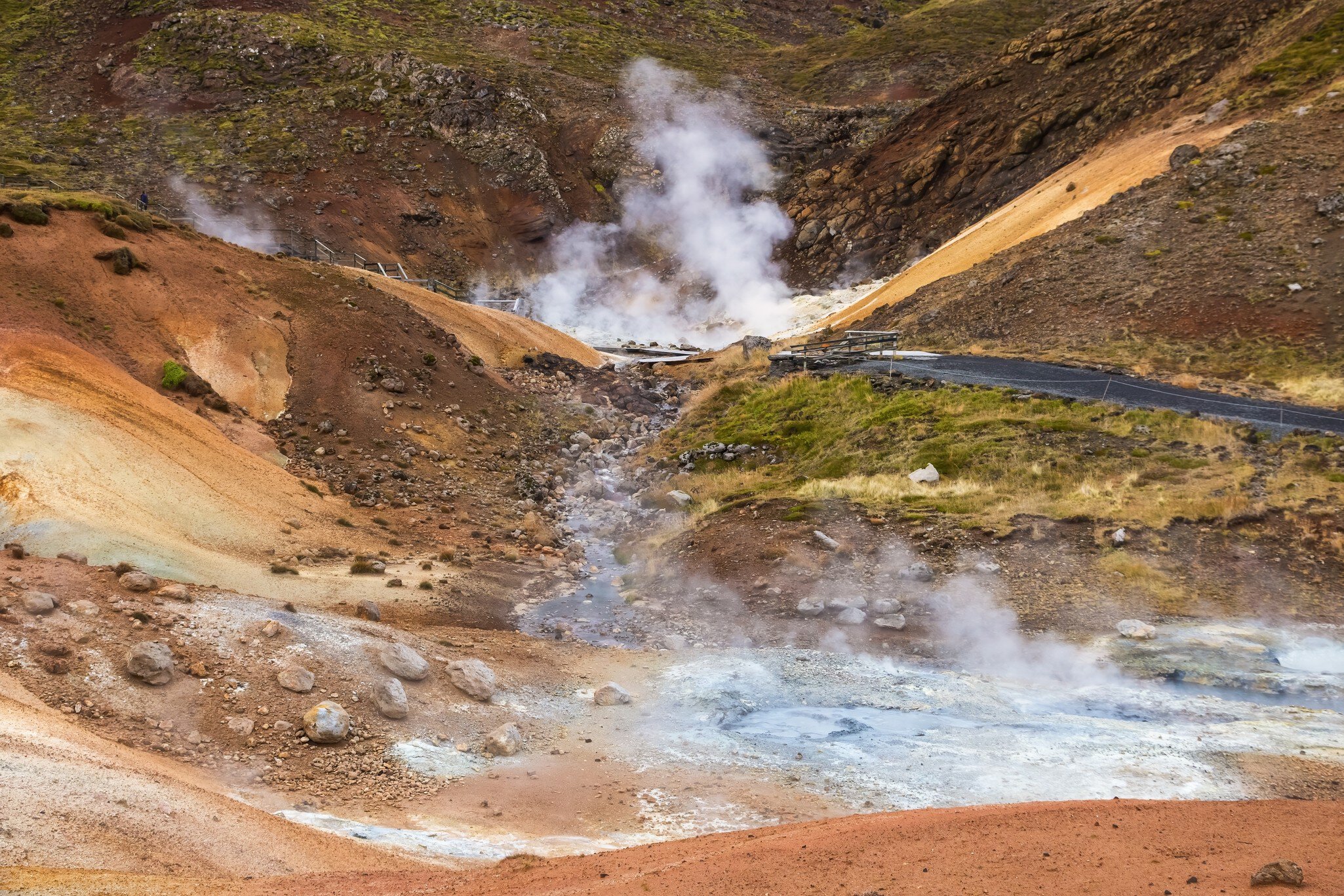 Seltún in geothermal area Krýsuvík at Reykjanes Peninsula in Iceland, License Type: media, Download Time: 2026-07-07T15:29:34.000Z, User: LP_NZhan, Editorial: false, purchase_order: 65050 - Digital Destinations and Articles, job: App Content, client: Lonely Planet App, other: Nadine Zhan 