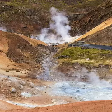 Seltún in geothermal area Krýsuvík at Reykjanes Peninsula in Iceland, License Type: media, Download Time: 2026-07-07T15:29:34.000Z, User: LP_NZhan, Editorial: false, purchase_order: 65050 - Digital Destinations and Articles, job: App Content, client: Lonely Planet App, other: Nadine Zhan 