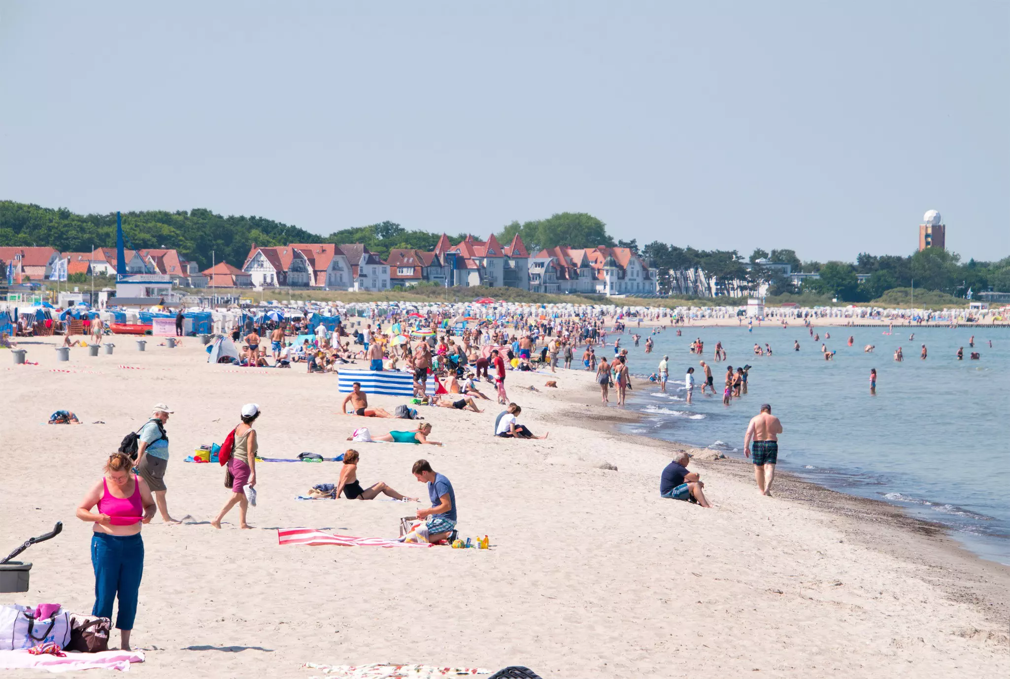 A busy beach on a summer's day.