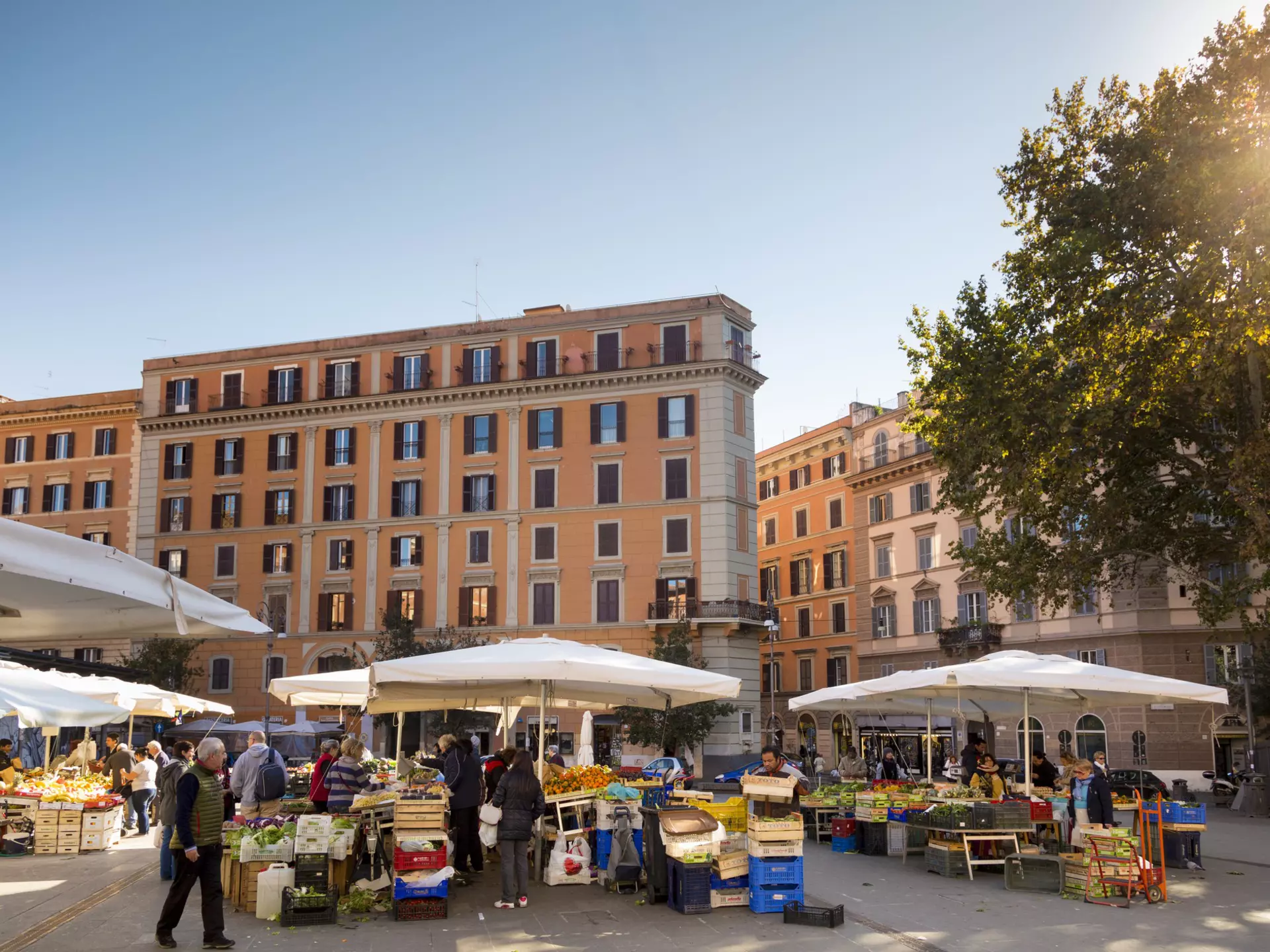 Piazza San Cosimato Market in Rome's Trastevere neighborhood. Getty Images