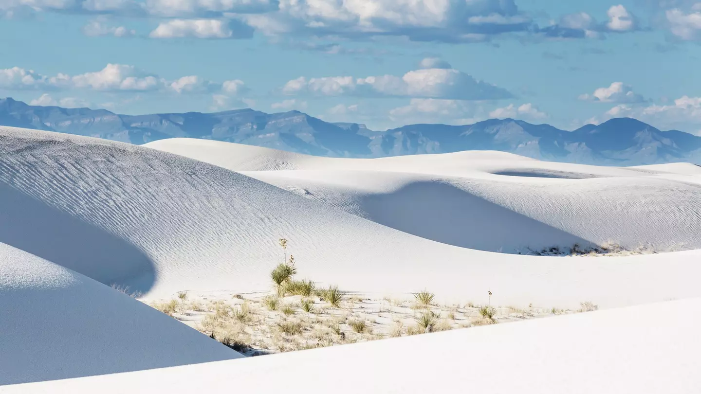 White sand dunes on a sunny day at White Sands National Monument, New Mexico, USA