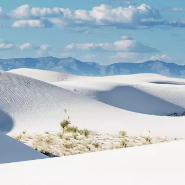 White sand dunes on a sunny day at White Sands National Monument, New Mexico, USA
