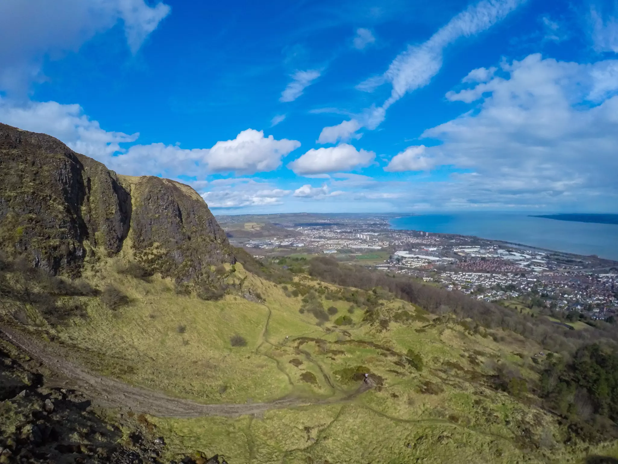 Aerial view of the landscape in Cave Hill Country Park in Belfast.