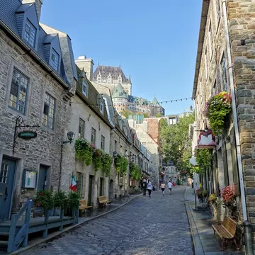 Cobbled street in the Old Town of Québec City. 