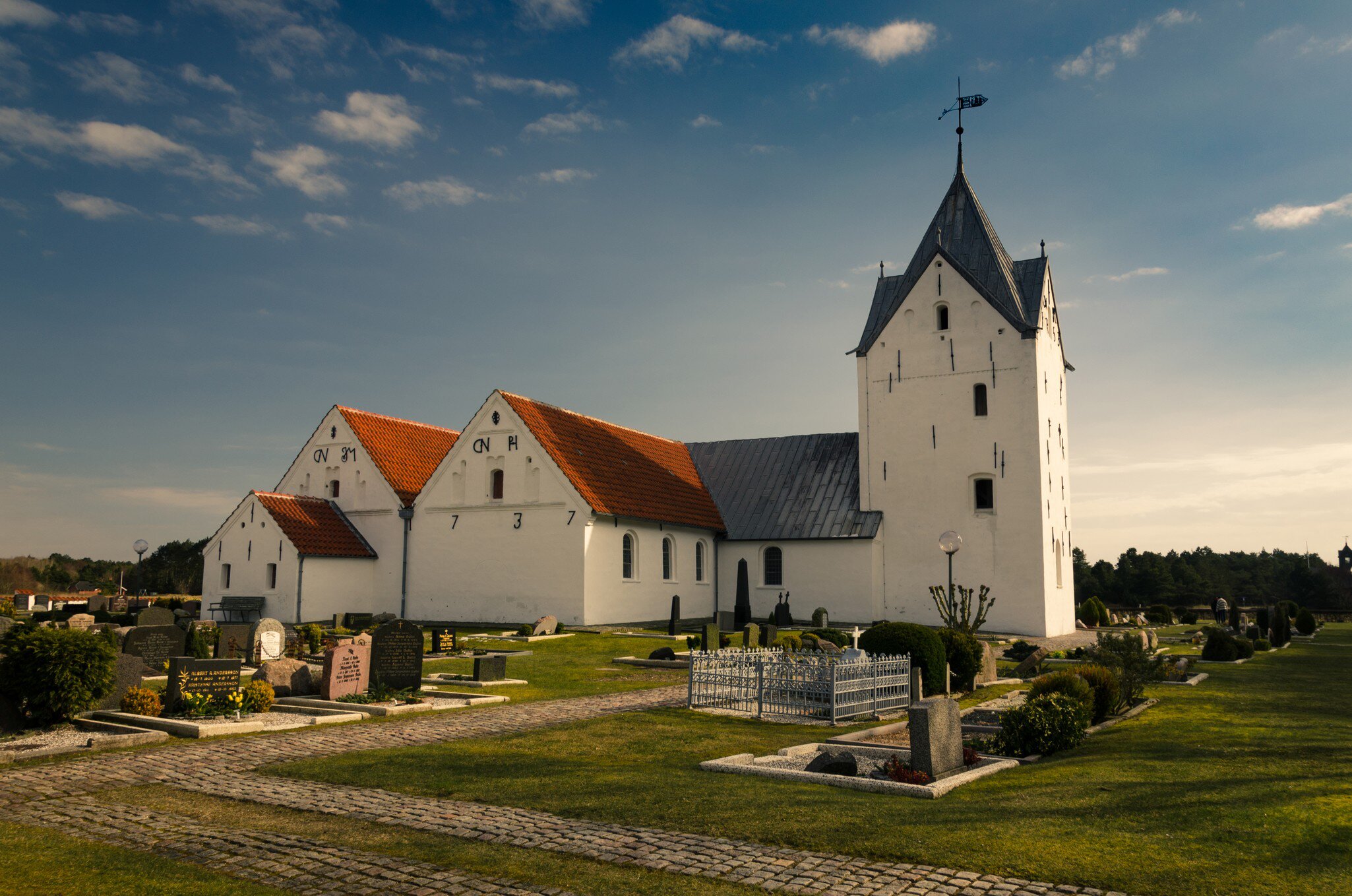 Facade of Romo Kirke Church on island Romo, Denmark.