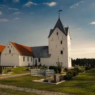 Facade of Romo Kirke Church on island Romo, Denmark.