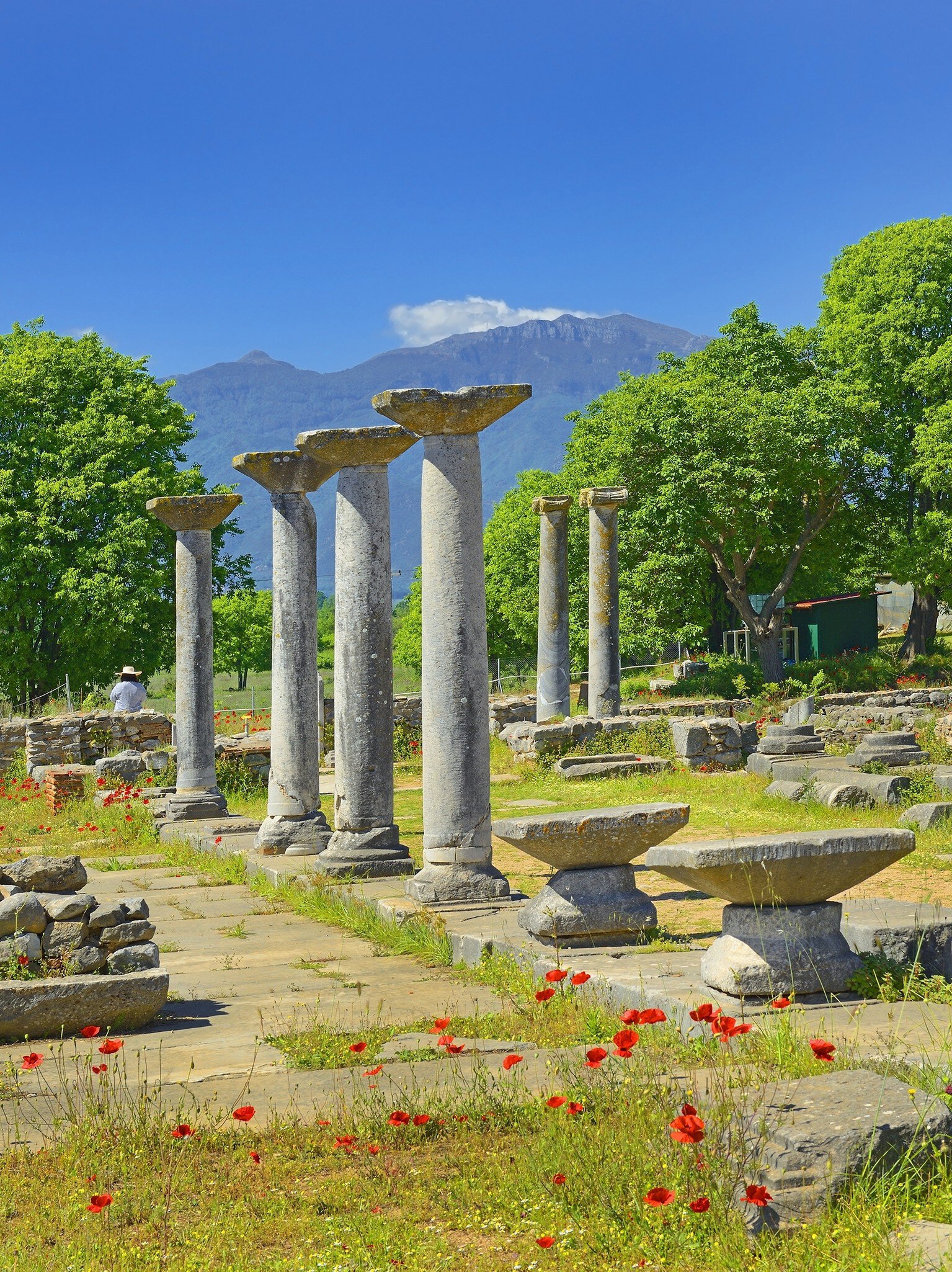 View of ruins at the Philippi Archaeological Site near Kavala, Greece.