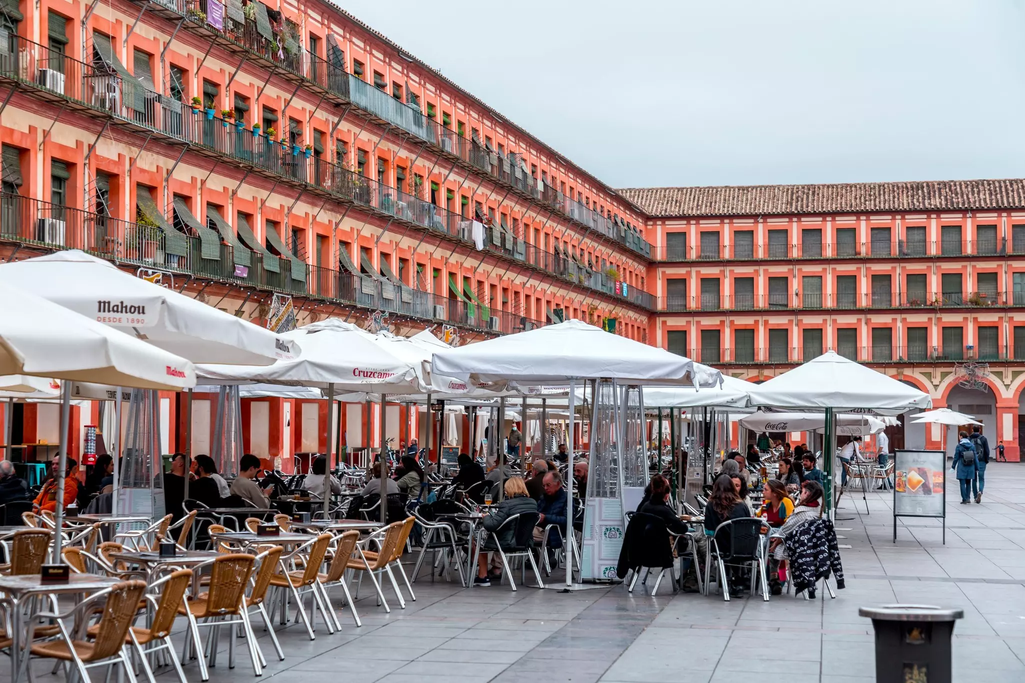 View of famous Corredera Square, Plaza de la Corredera in Cordoba, Spain. The plaza is a rectangular square, one of the largest squares in Andalusia.