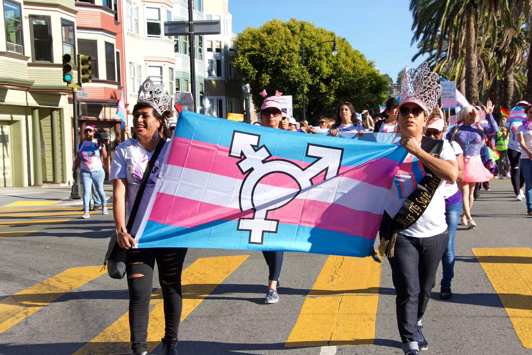 Unidentified participants in the 16th annual Trans March, a celebration of trans and gender non-conforming people in San Francisco