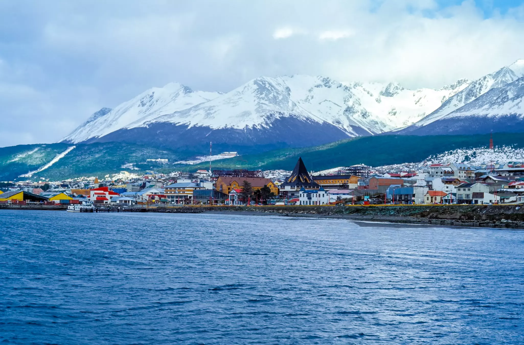 Ushuaia Harbor - Tierra del Fuego, Argentina. Ushuaia is the capital of Tierra del Fuego. It is commonly regarded as the southernmost city in the world.