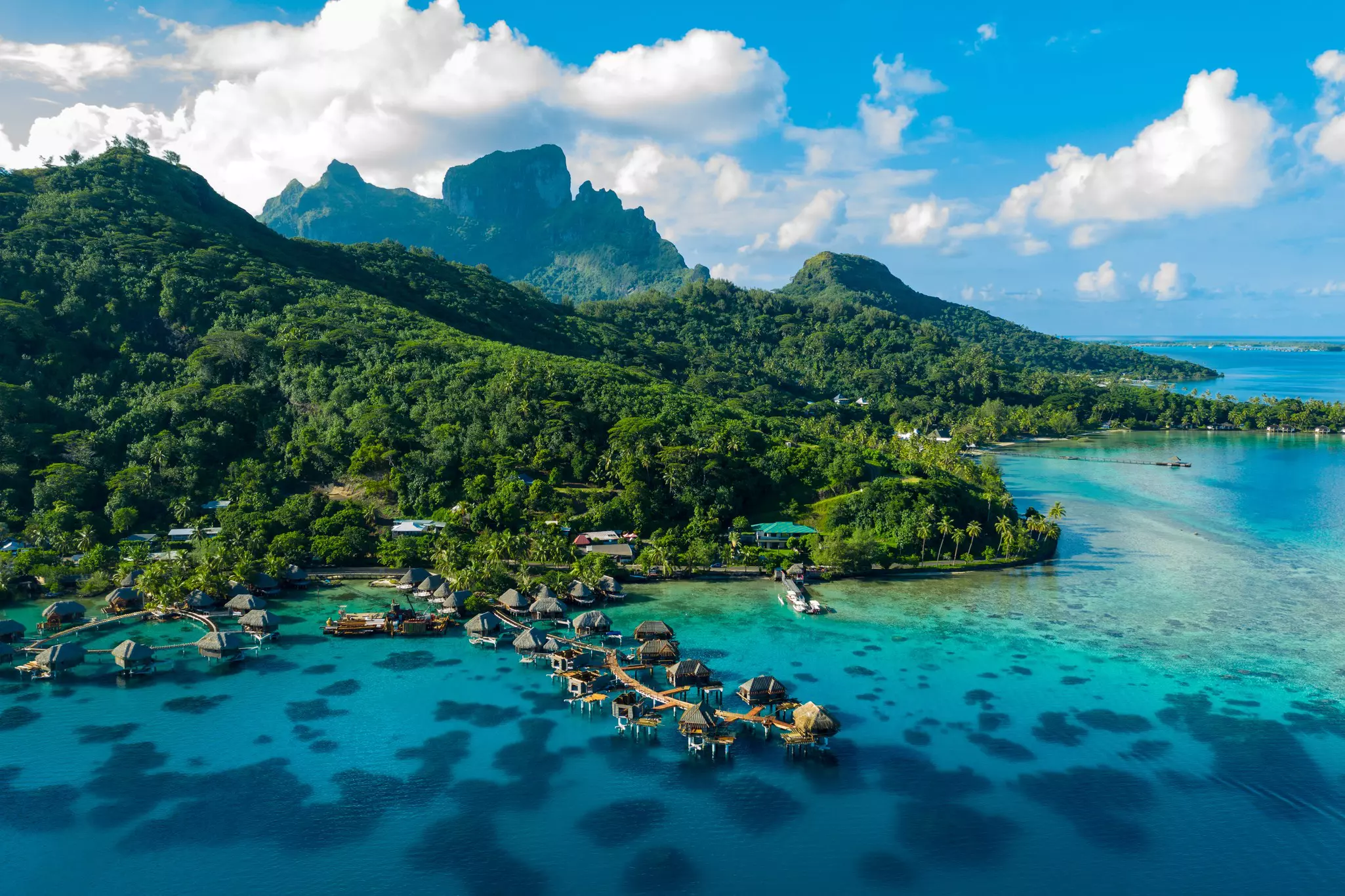 Overwater bungalows in Bora Bora
