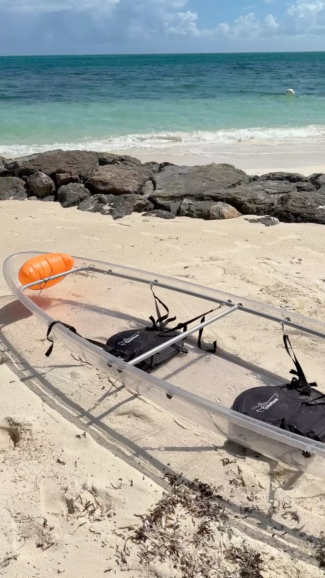 Clear kayak on Rock House beach Turks and Caicos