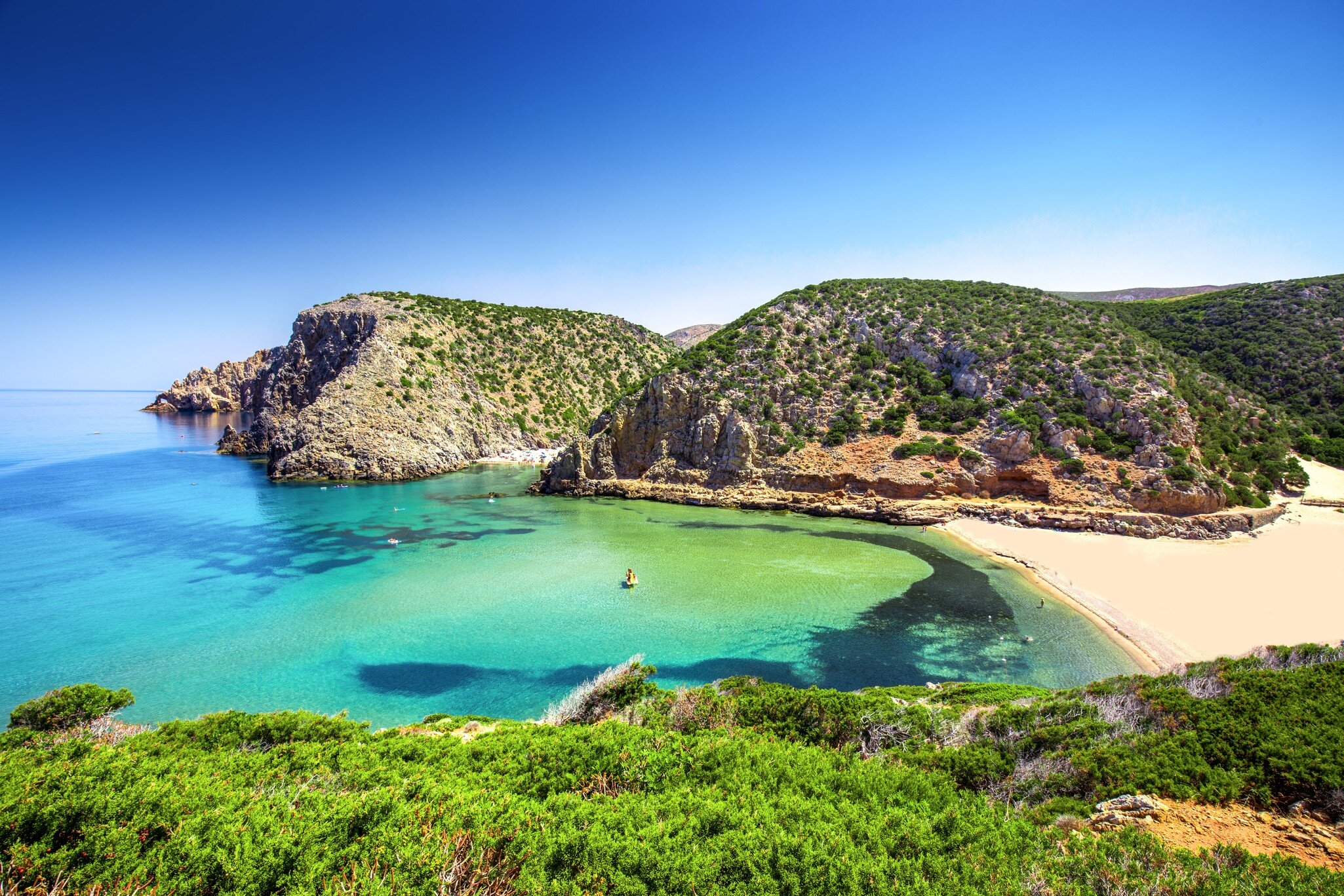 Cala Domestica beach, Sardinia, Italy. Sardinia is the second largest island in mediterranean sea. ; Shutterstock ID 697392580;