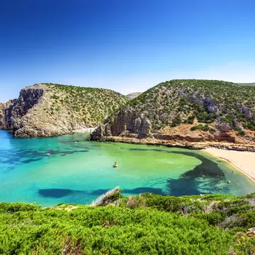 Cala Domestica beach, Sardinia, Italy. Sardinia is the second largest island in mediterranean sea. ; Shutterstock ID 697392580;