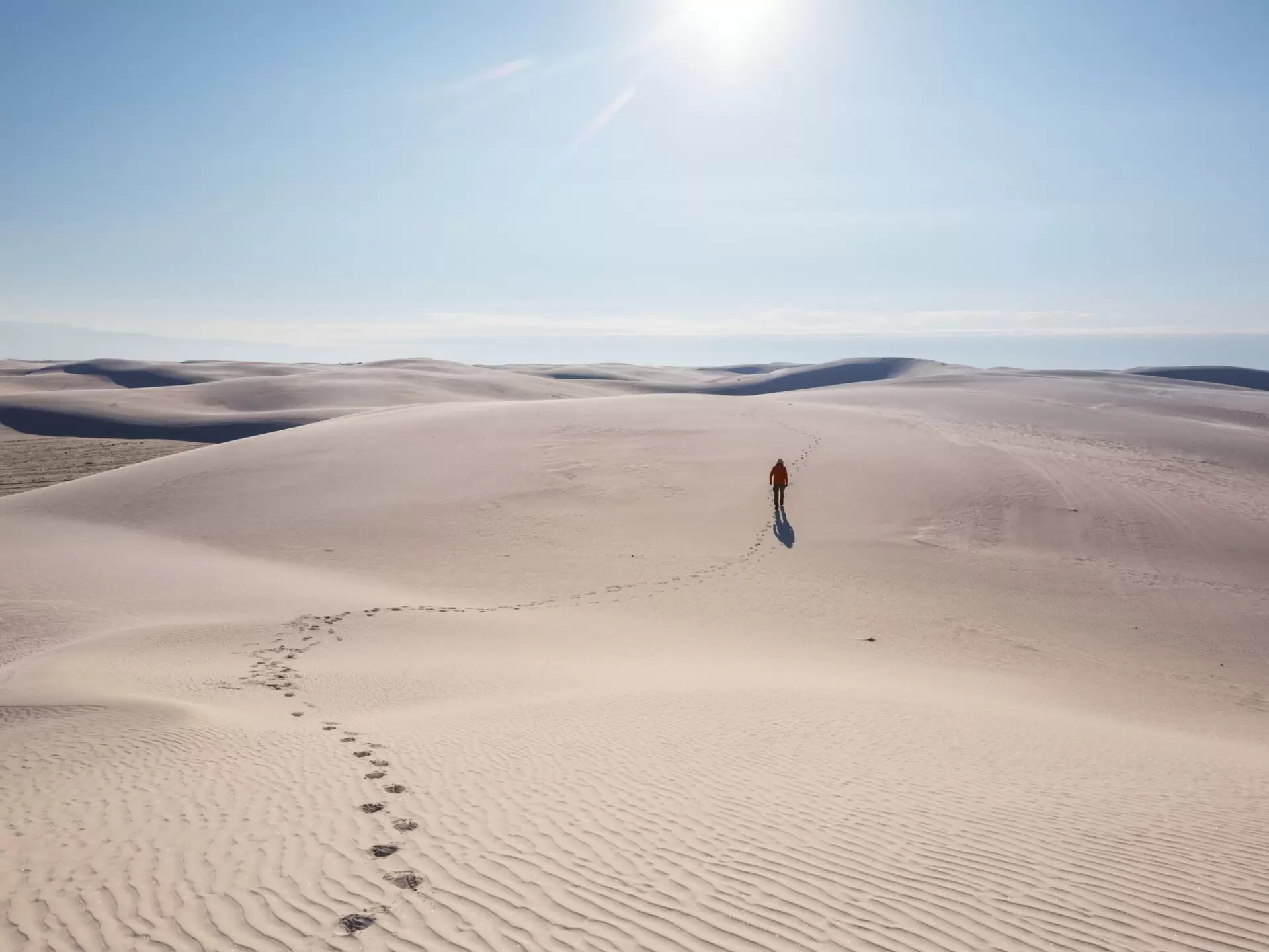 Hiker in White Sands Dunes in New Mexico, USA, License Type: media, Download Time: 2026-09-21T13:25:30.000Z, User: rhylton_redventures, Editorial: false, purchase_order: 65050 - Digital Destinations and Articles, job: Lonely Planet, client: bit27, other: Rhianydd Hylton