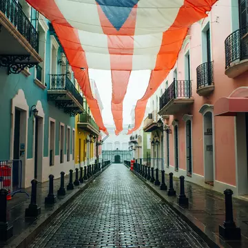 A street lined with colorful homes in San Juan, Puerto Rico. Brester Irina/Shutterstock