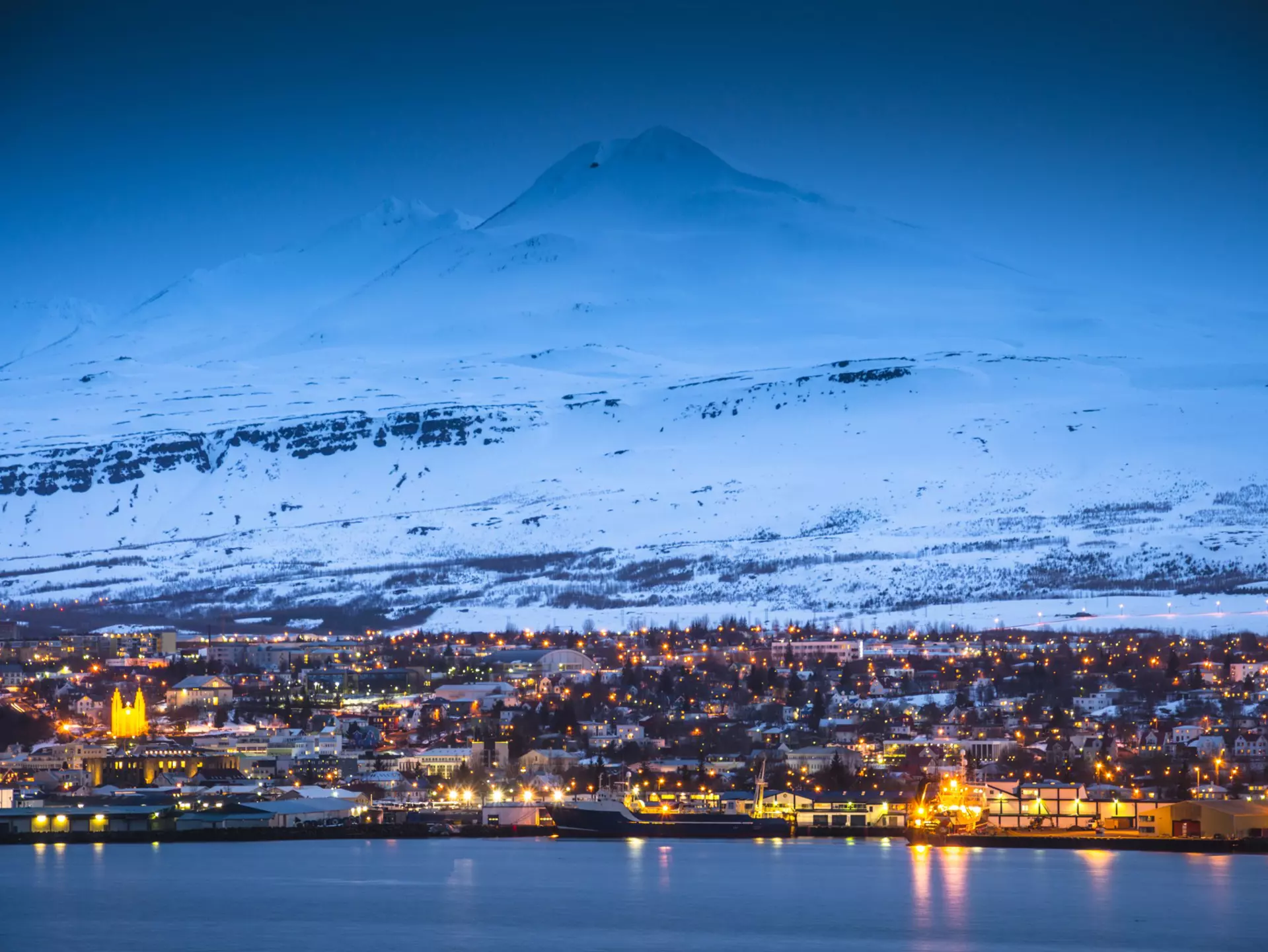 An evening view of Akureyri, Iceland. cescassawin/Getty Images