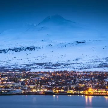 An evening view of Akureyri, Iceland. cescassawin/Getty Images