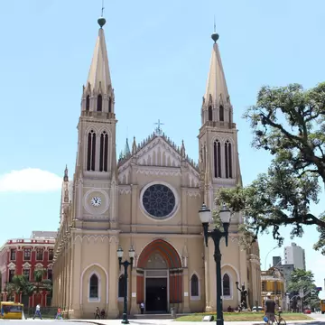 The neo-Gothic Basilica Cathedral of Curitiba (Nossa Senhora da Luz dos Pinhais), Brazil