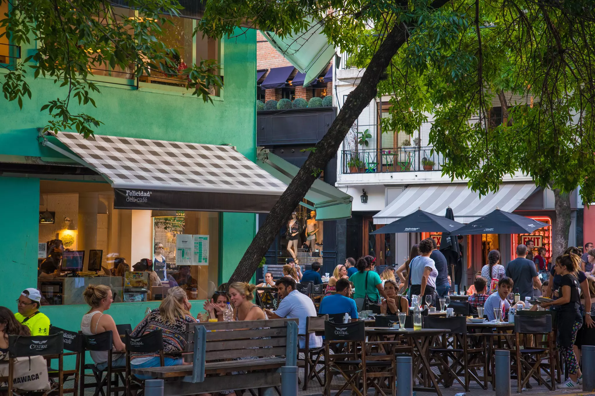 Locals and tourists enjoy an afternoon break at cafes in Palermo district of Buenos Aires