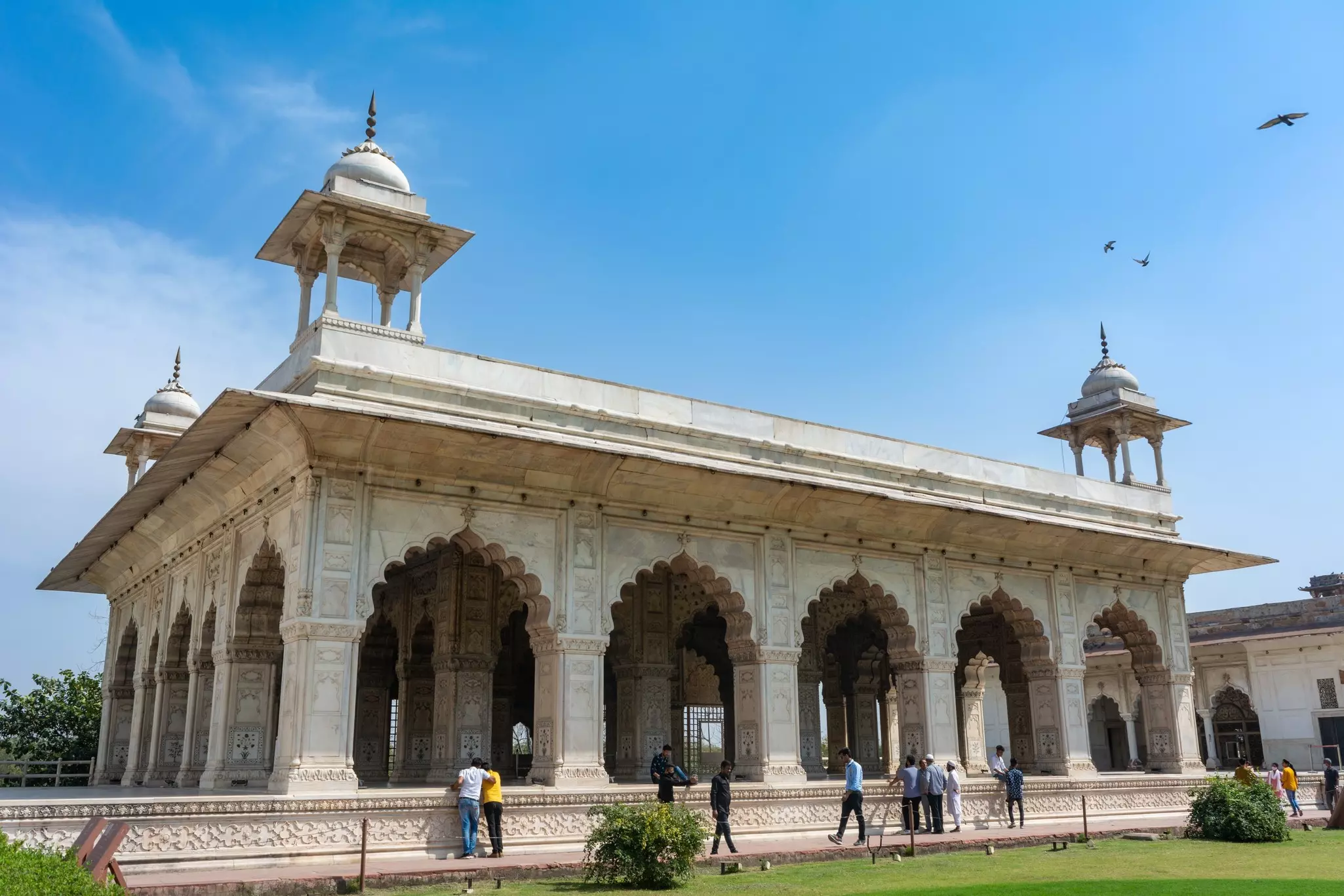 The marble Diwan-i-Khas at the Red Fort, Old Delhi, India.
