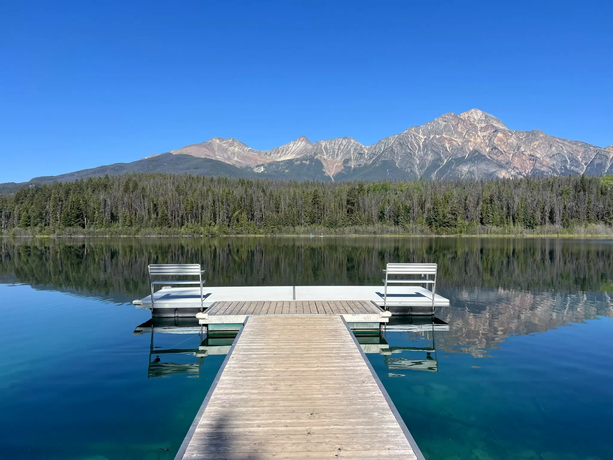 The dock at Patricia Lake Bungalows, just outside Jasper, Alberta, Canada. Jessica Lockhart/Lonely Planet