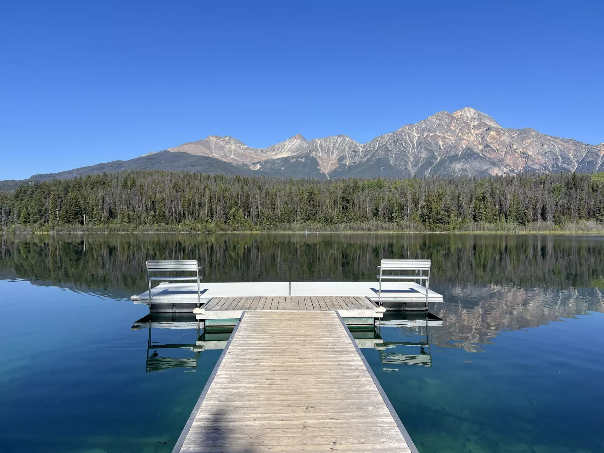 The dock at Patricia Lake Bungalows, just outside Jasper, Alberta, Canada. Jessica Lockhart/Lonely Planet