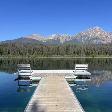 The dock at Patricia Lake Bungalows, just outside Jasper, Alberta, Canada. Jessica Lockhart/Lonely Planet