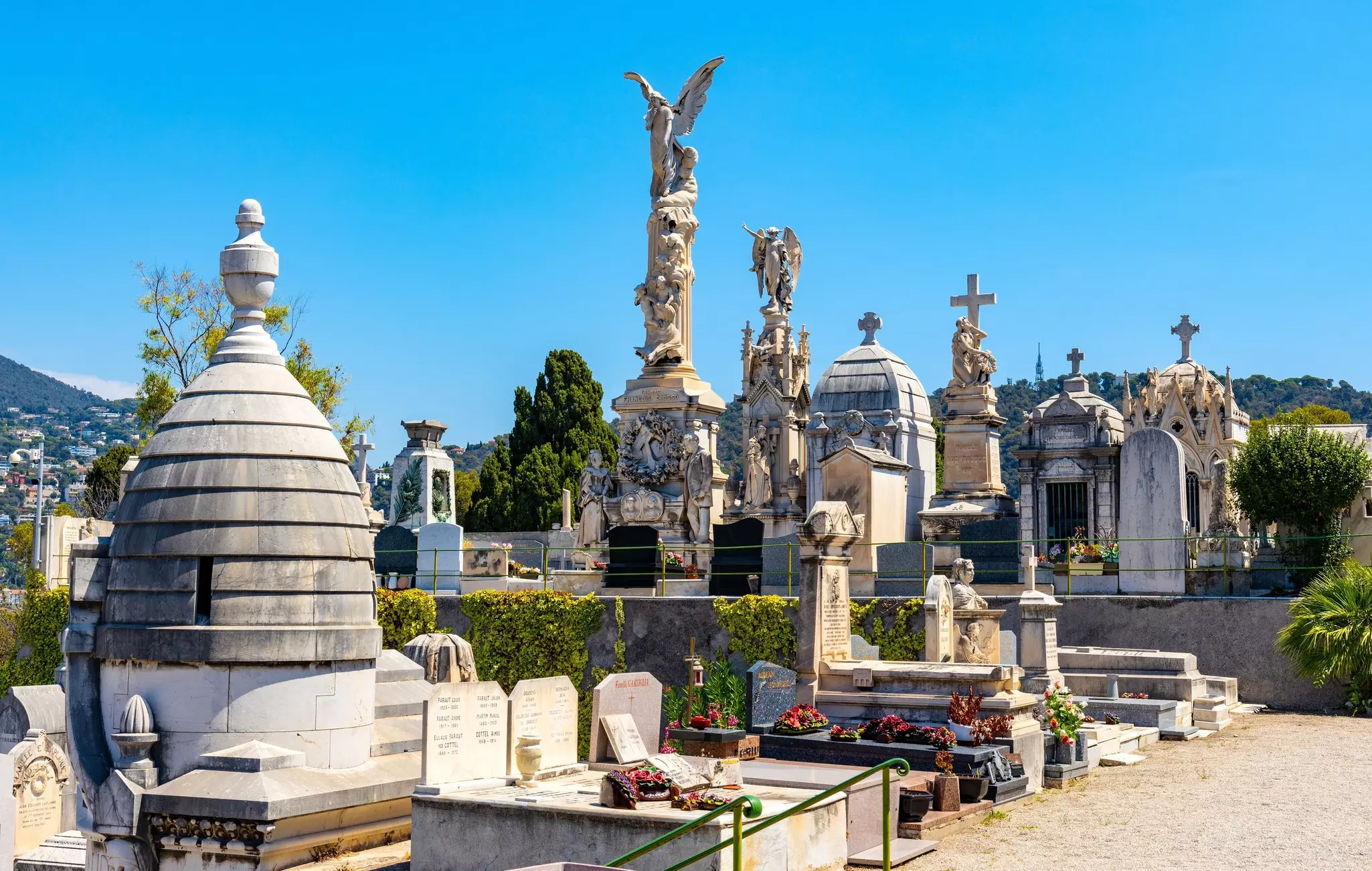 The historic Cimetière du Château Cemetery in the historic center of Nice, France.
