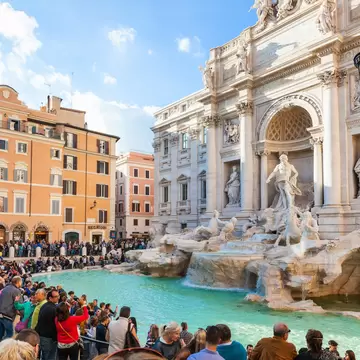 ROME, ITALY - NOVEMBER 1, 2016: tourist near Trevi Fountain in Rome city. It is it is the largest Baroque fountain in the Rome and one of the most famous fountains in the world., License Type: media, Download Time: 2026-08-14T16:53:50.000Z, User: Eointloughney87, Editorial: true, purchase_order: 56530 - Guidebooks, job: Global Publishing-WIP, client: Pocket Rome 10, other: Eoin T Loughney