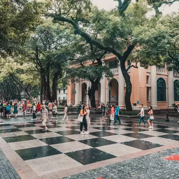Guangzhou, China - August 31, 2018 - Gigant chessboard at old colonial district on Shamian Island, License Type: media, Download Time: 2025-03-10T19:52:09.000Z, User: dermothegarty77, Editorial: true, purchase_order: 56530 - Guidebooks, job: Global Publishing WIP, client: China 17, other: Dermot Hegarty