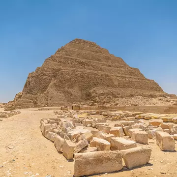 Step pyramid of Djoser in Saqqara, an archeological remain in the Saqqara necropolis, Egypt, License Type: media, Download Time: 2025-07-02T19:18:46.000Z, User: dermothegarty77, Editorial: false, purchase_order: 56530 - Guidebooks, job: Global Publishing WIP, client: Egypt-16, other:  Dermot Hegarty