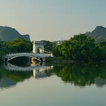 The scenery in city and city in scenery : Marble bridge, nine windings bridge in The Rong and Shan Lake in Guilin, License Type: media, Download Time: 2026-09-02T15:50:23.000Z, User: LP_NZhan, Editorial: false, purchase_order: 65050 - Digital Destinations and Articles, job: App Content, client: Lonely Planet App, other: Nadine Zhan