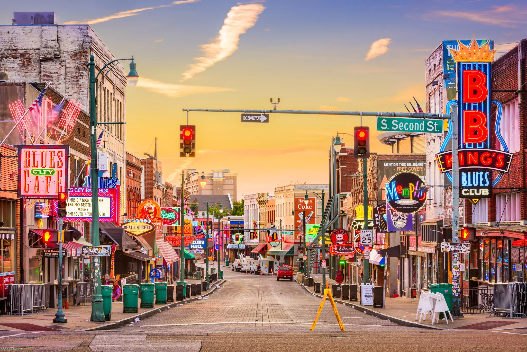 Blues Clubs on Beale Street at dawn, Memphis, Tennessee
