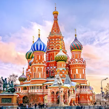 Saint Basil's Cathedral in Red Square in winter at sunset, Moscow, Russia.
360409262
russia, cross, tower, brick, basil, cathedral, destination, square, town, kremlin, orthodox, travel, red, sunrise, culture, landmark, symbol, history, cupola, russian, st, saint, old, evening, christmas, dome, clouds, building, vasily, church, wall, famous, architecture, city, color, blue, winter, temple, sunset, sky, tourism, religion, ancient, snow, monument, christianity, moscow, museum, lights, capital
