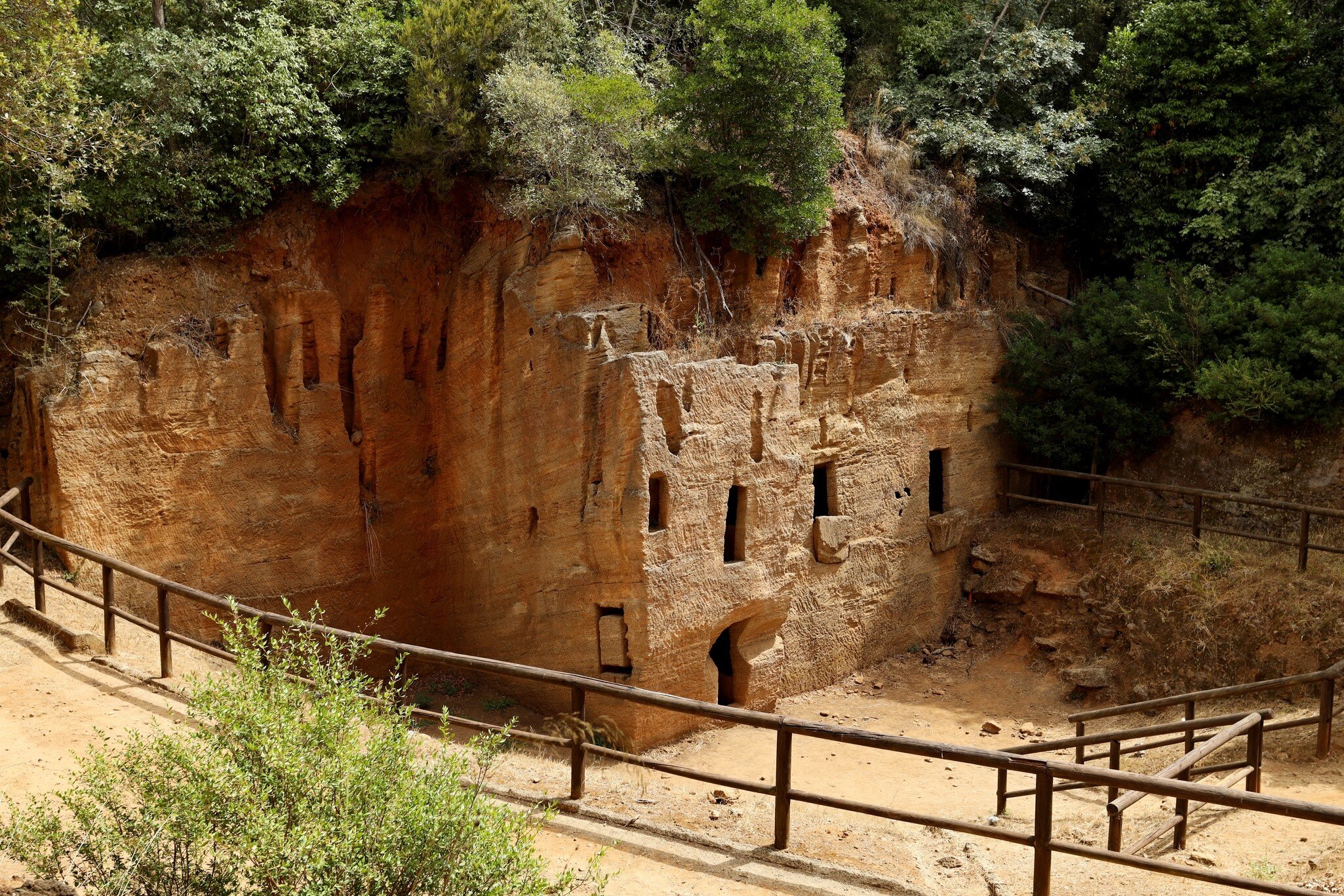 Etruscan Necropolis of the Caves - Populonia. Underground chamber tombs carved into the sandstone. They all date back to the Hellenistic period (4th - 2nd century BC). Tuscany - Italy; Shutterstock ID 2038777880;