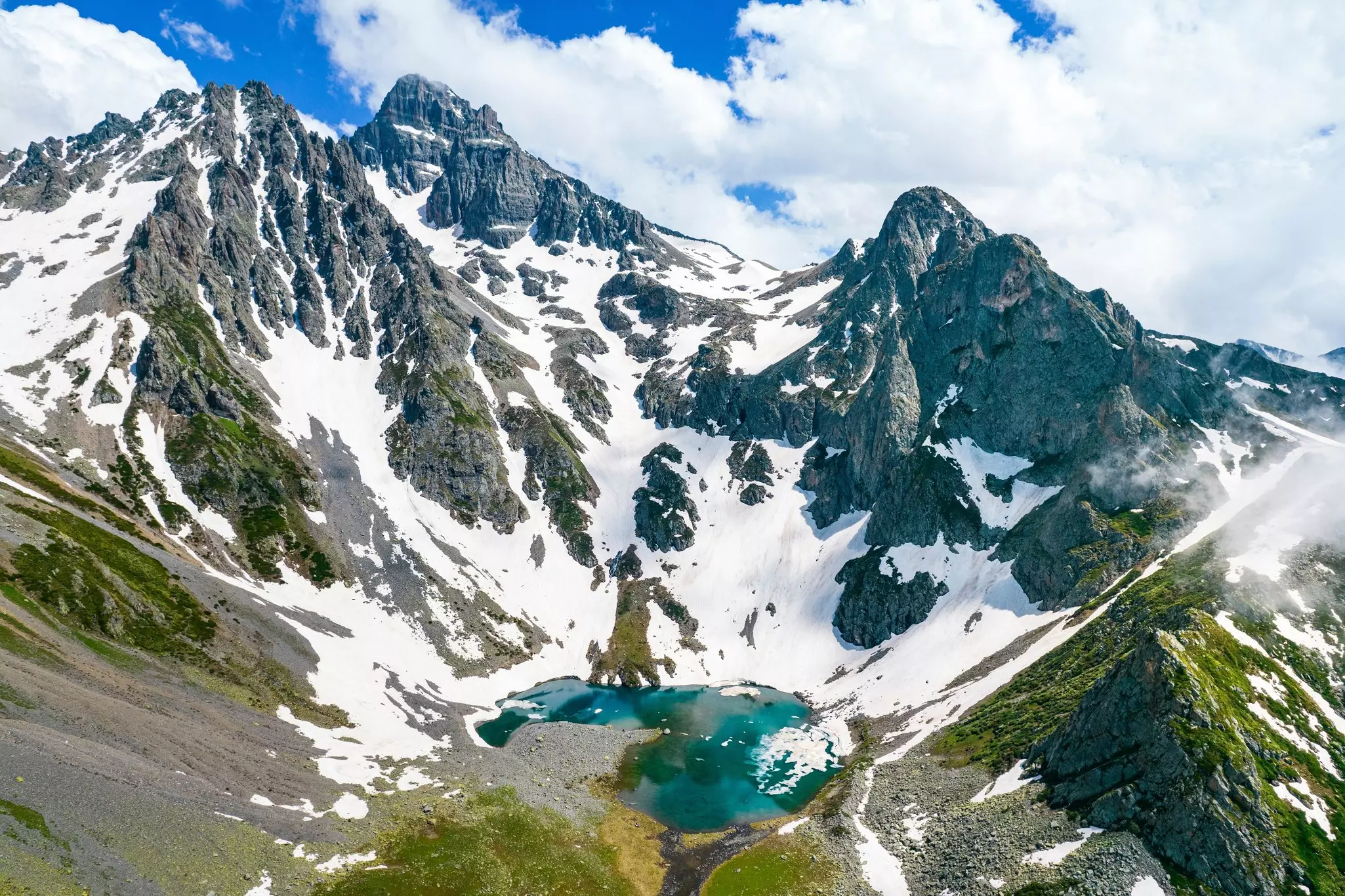 Avusor Glacial Lake (Heart Lake) in Kackar Mountains in Turkey
