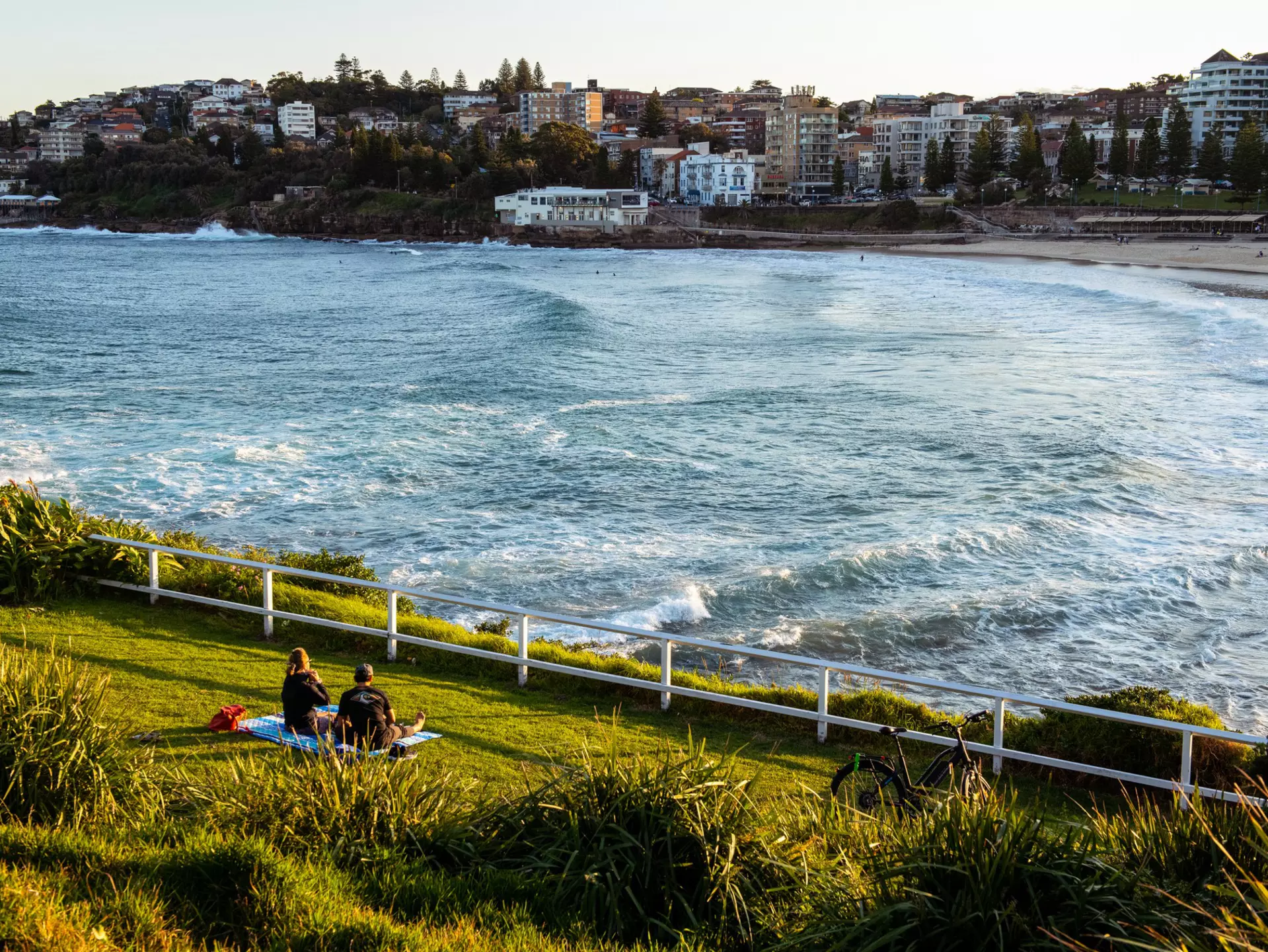 View of Coogee Beach Sydney in the sunset
