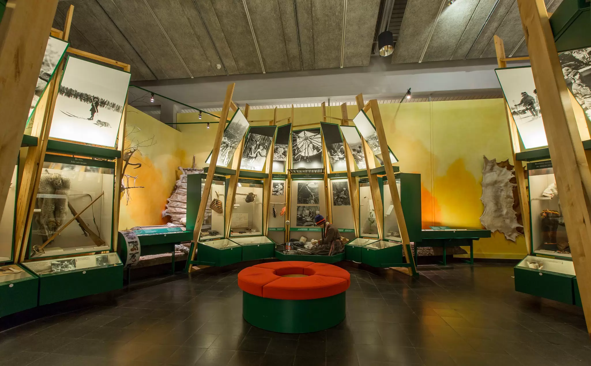 View of exhibits on Sámi culture at Ájtte Museum in Jokkmokk, Sweden. 