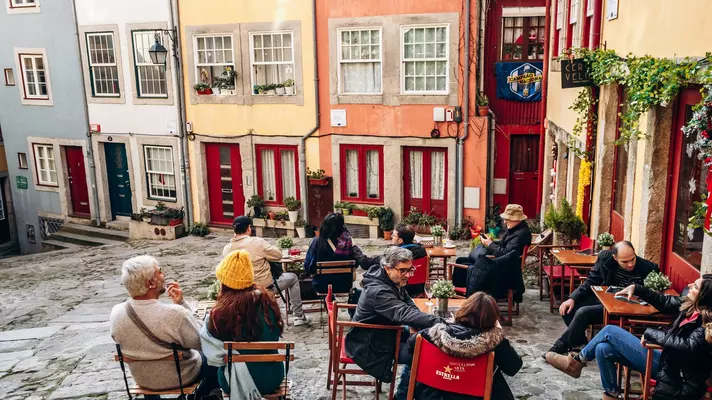 Porto, Portugal - December 28, 2024: Charming facades in the center of Porto, Portugal, License Type: media, Download Time: 2025-03-07T19:17:25.000Z, User: rhylton_redventures, Editorial: true, purchase_order: 56530 - Guidebooks, job: Lonely Planet, client: Lonely Planet WIP, other: Rhianydd Hylton