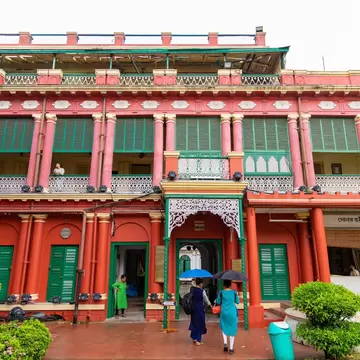 Exterior of Jorasanko Thakurbari, located in Kolkata, West Bengal, India.