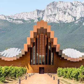 Exterior view of the Bodegas Ysios in Spain.