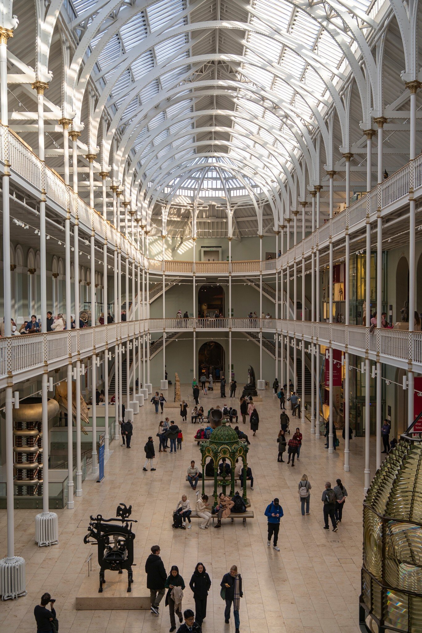 A view from the balcony of the Great Central Hall of the National Museum of Scotland.