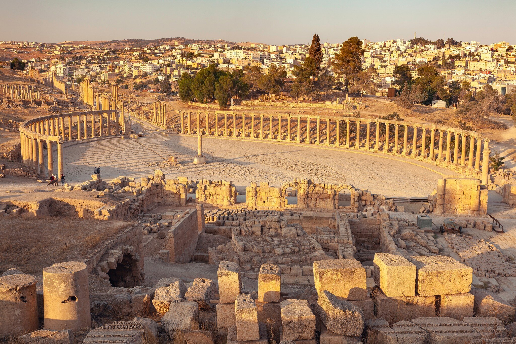 Oval Forum in ancient Roman city Gerasa, present-day Jerash, Jordan; Shutterstock ID 1169735011;