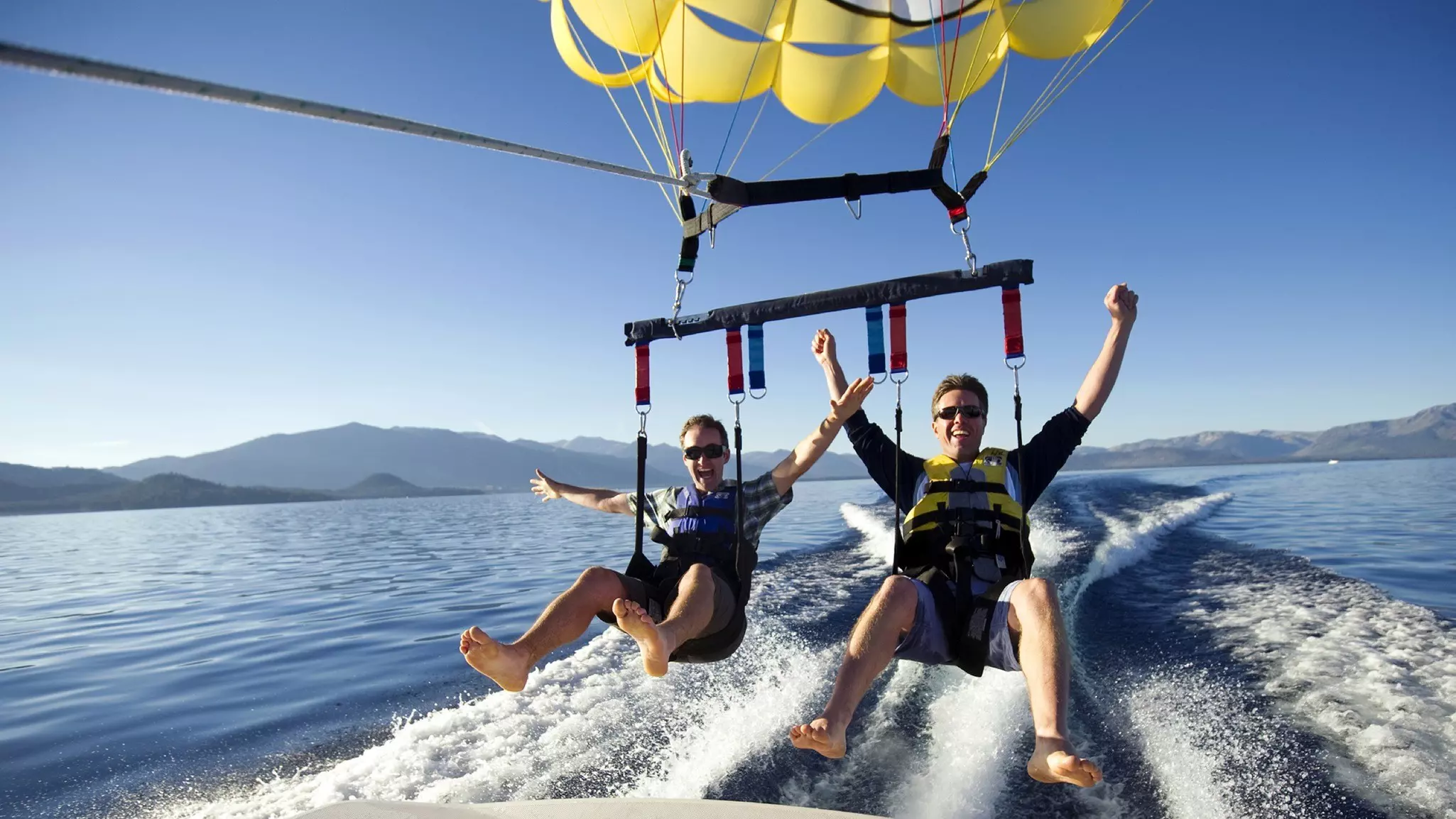 Nevada is a land of adventure with something for everyone, including paragliding over Lake Tahoe © Visit Lake Tahoe 
