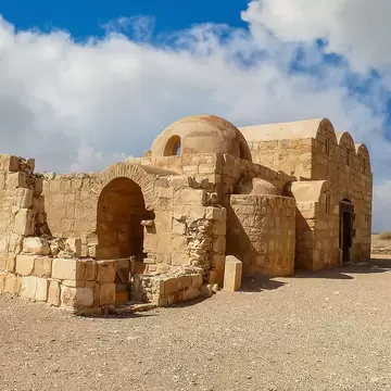 Qusayr 'Amra, built in the early 8th century, this exceptionally well-preserved desert castle was both a fortress with a garrison and a residence of the Umayyad caliphs.