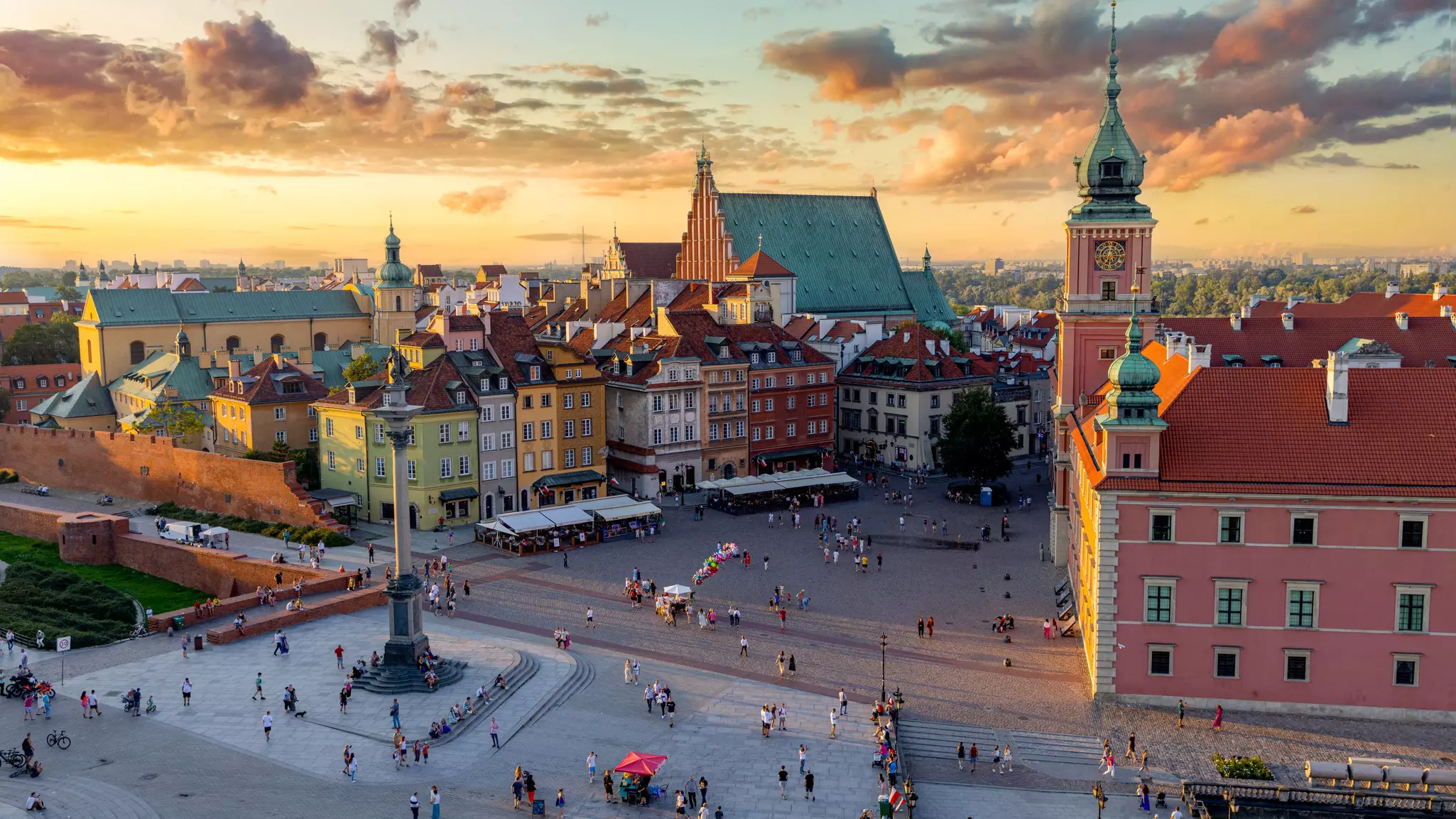 A view over Plac Zamkowy in Warsaw, Poland